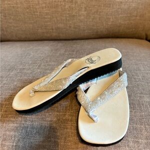 Silver and Black Sandals with Shimmery Straps
